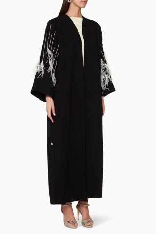 Bead embellished black abaya