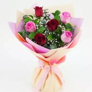 3 Pink and 3 Red Roses Bouquet